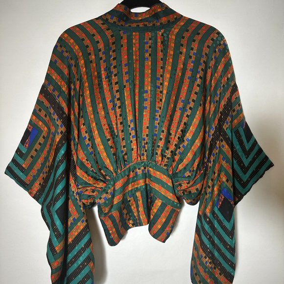 Vintage Anna Sui Multi-Colored Printed Cropped Top